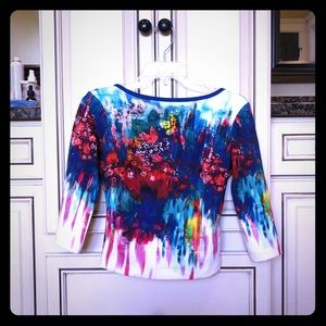 Watercolor Bisou Bisou 3/4 sleeve top XS